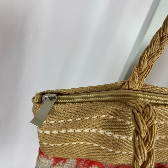 Wayan Natural Wear Linen Embroidered Boho Woven Tote HandBag Beach Hippie - Picture 8 of 12